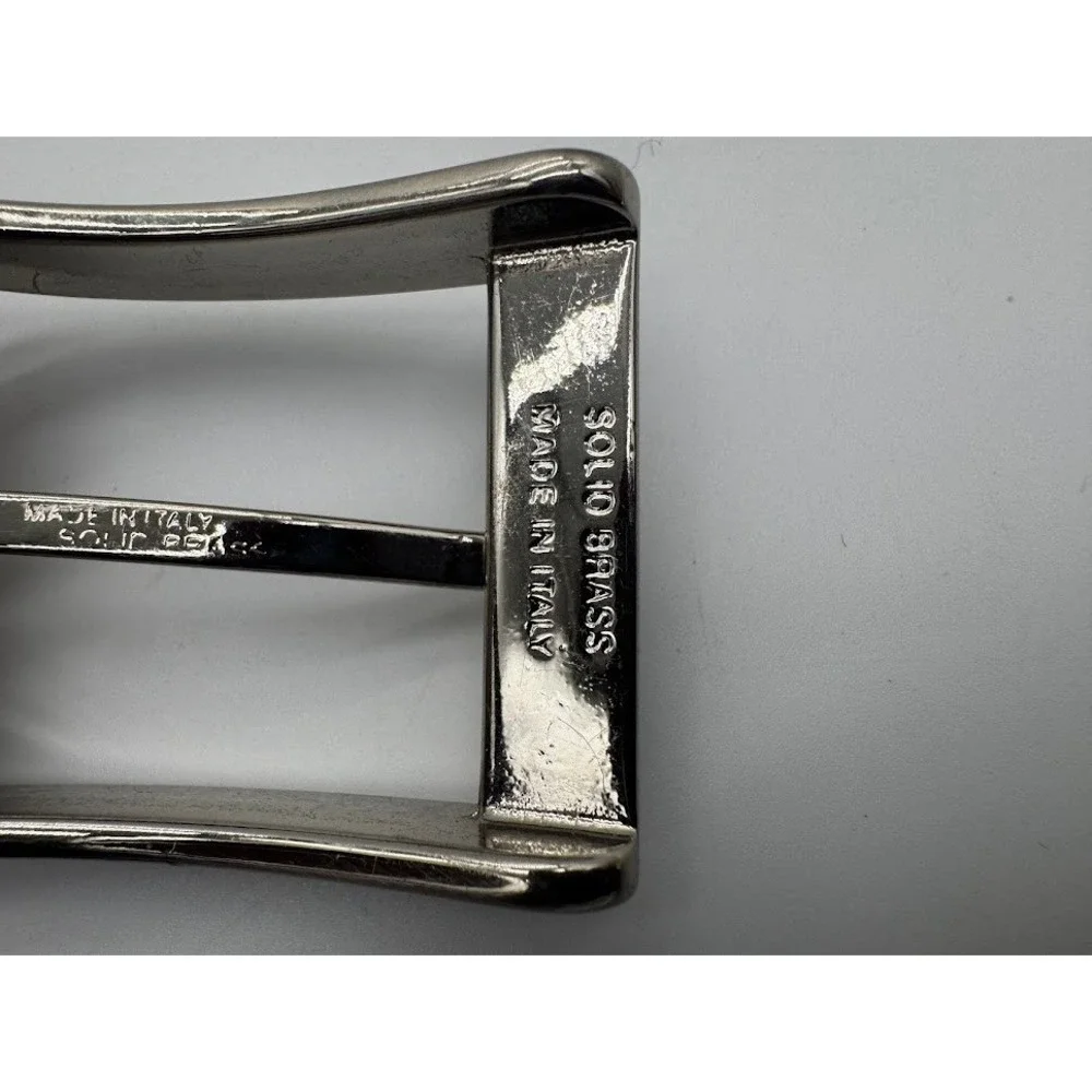 Canali Mens Brown Suede Leather Belt Solid Brass‎ Buckle Made in Italy Logo C